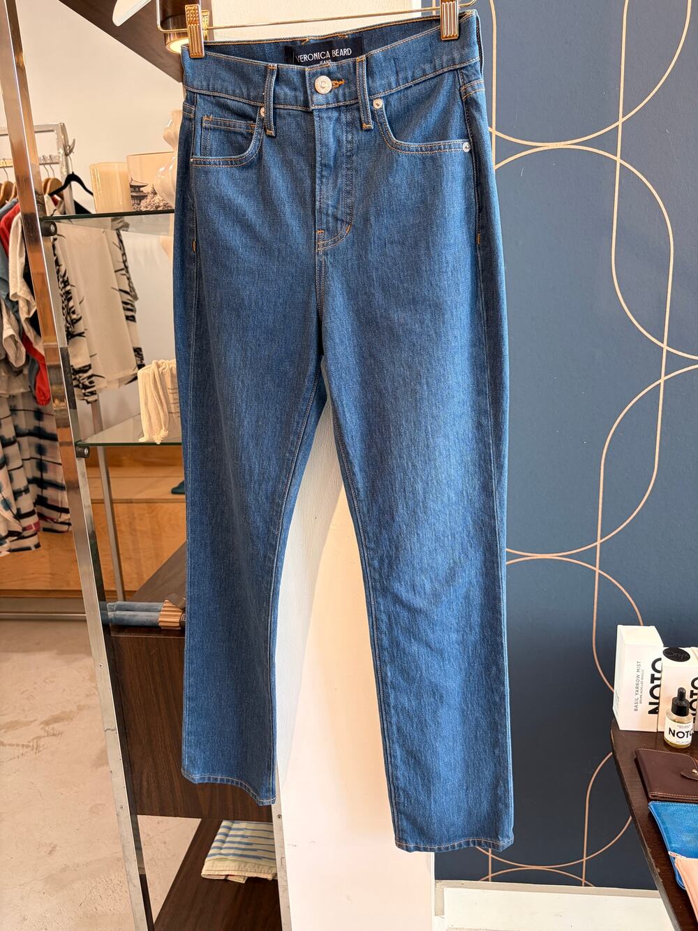 Veronica Beard Alenah Slim Straight High Rise Jeans Size 24 Medium Wash Denim
